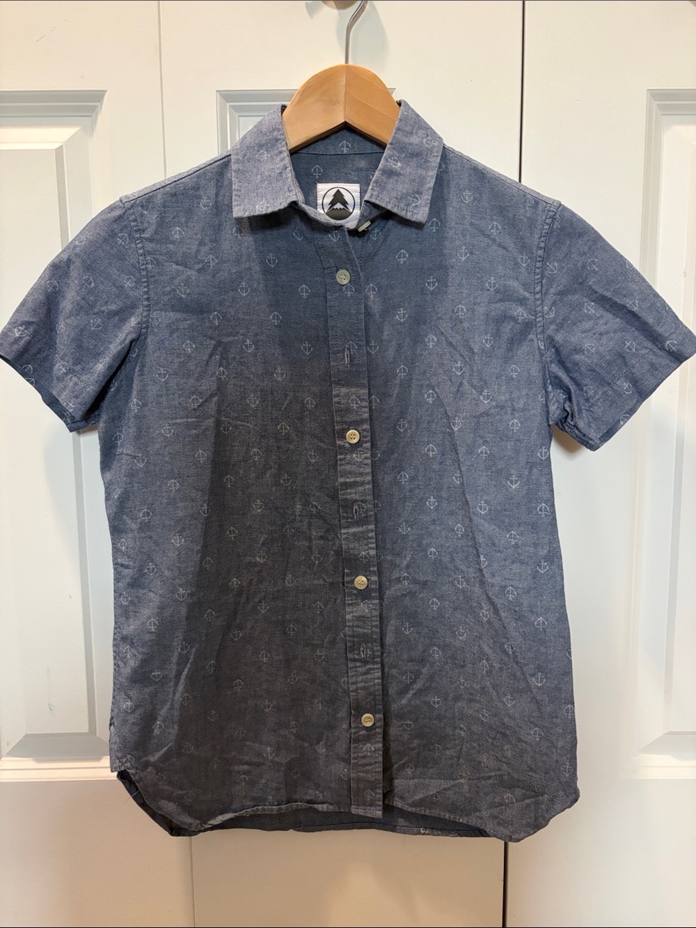Tradlands Indigo Short-Sleeve Button-Down with Anchor Motif